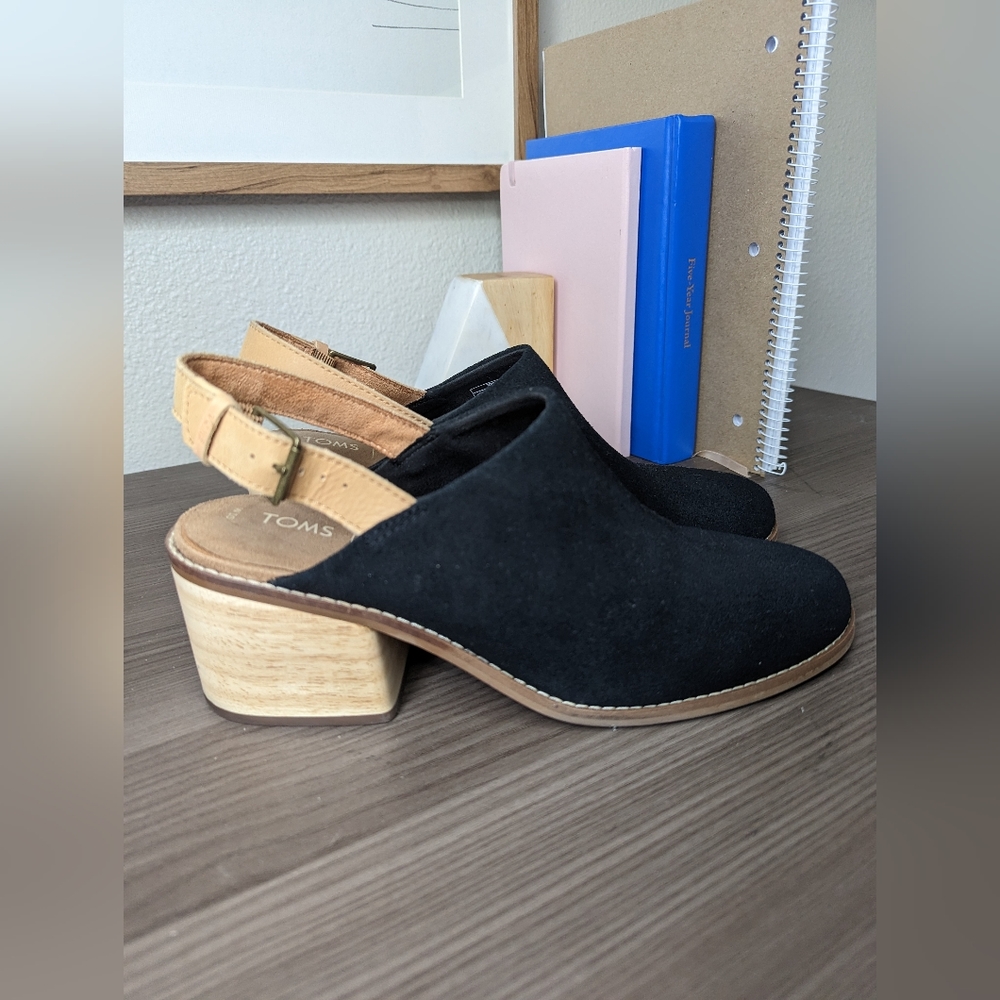 Toms Leila Slingback Mules, black, size W10